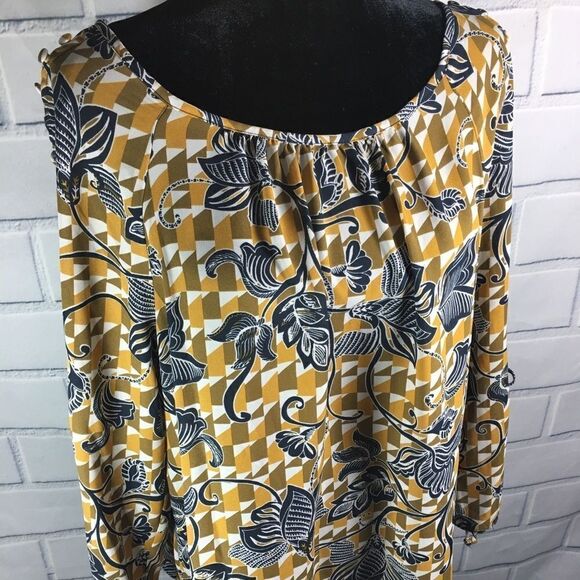 Zac & Rachel Top Size Medium Mustard Yellow Navy - Picture 7 of 8